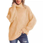 Damen Weicher Strickpullover mit hohem Kragen und Kabelmuster R&B