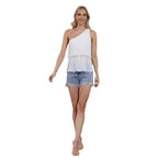 Damen Plisseetop mit asymmetrischem Träger R&B