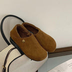 Damen bequeme Hausschuhe aus weichem Wildleder mit wärmendem Innenfutter R&B