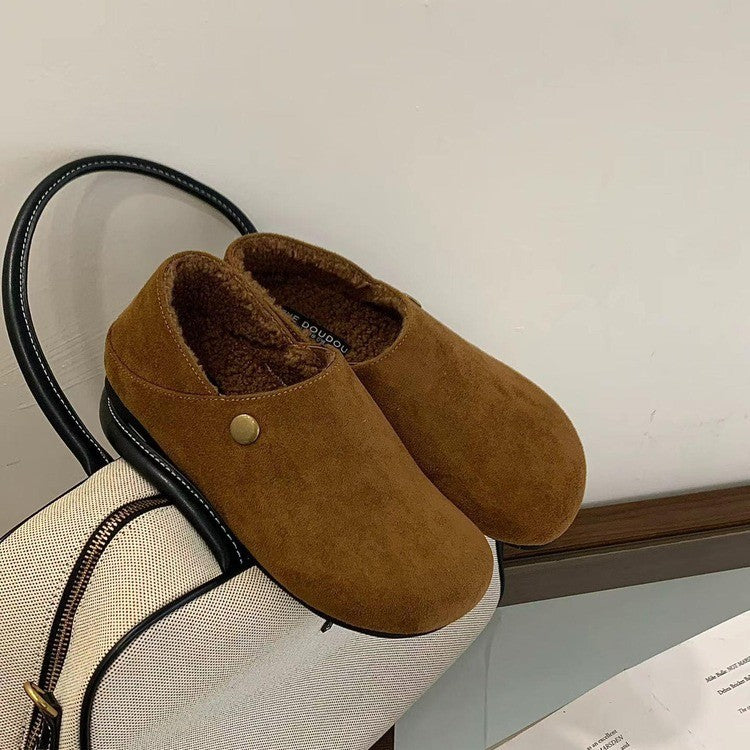 Damen bequeme Hausschuhe aus weichem Wildleder mit wärmendem Innenfutter R&B