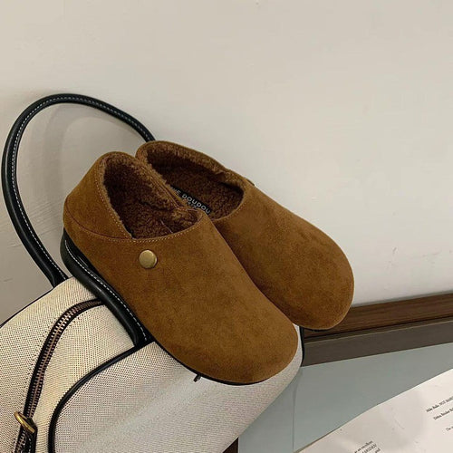 Damen bequeme Hausschuhe aus weichem Wildleder mit wärmendem Innenfutter R&B