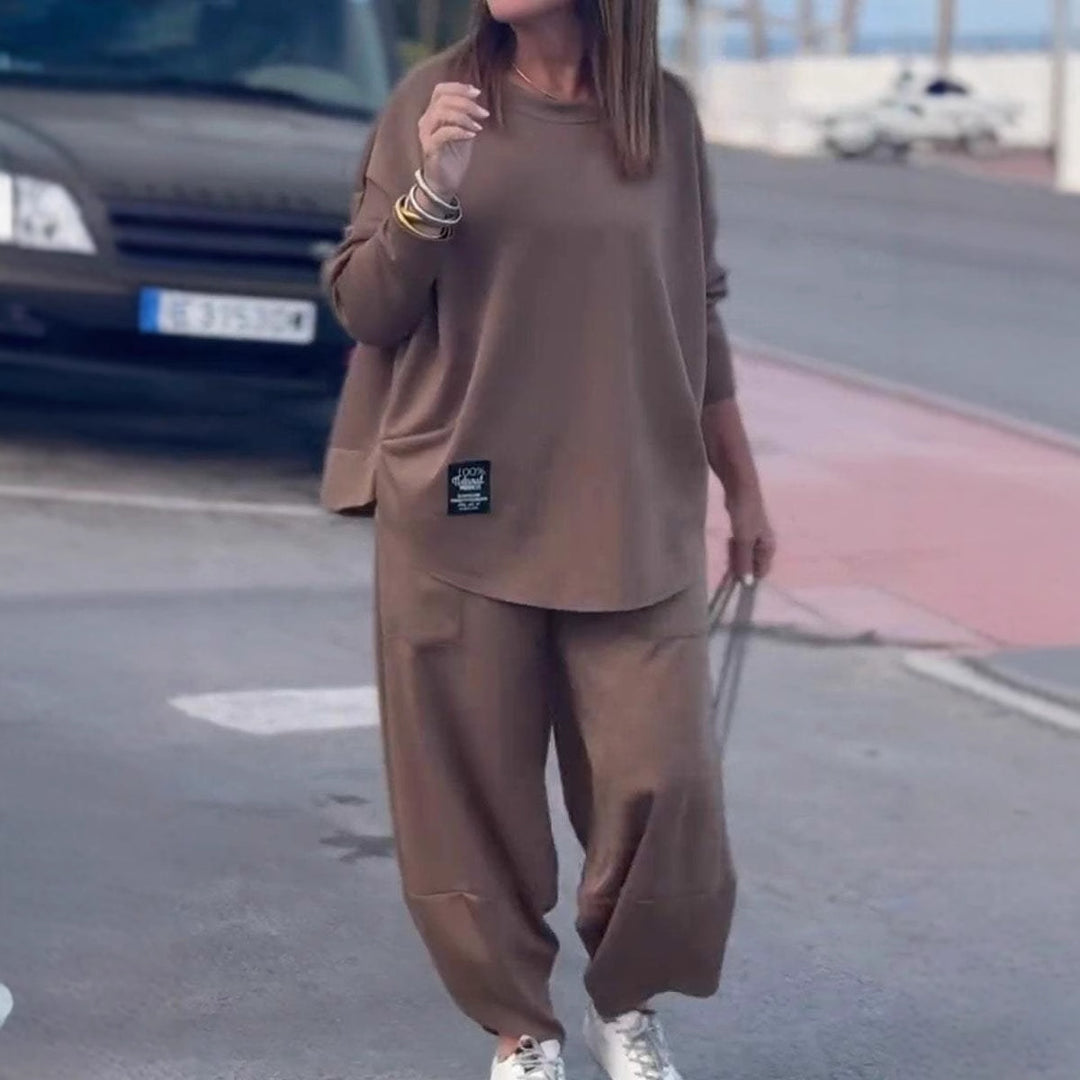 Damen lässiges Lounge-Set mit weiten Hosen und bequemem Oberteil R&B