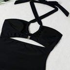 Damen Einteiler Badeanzug mit modischem Cut-Out und raffiniertem Kreuzträgerdesign R&B