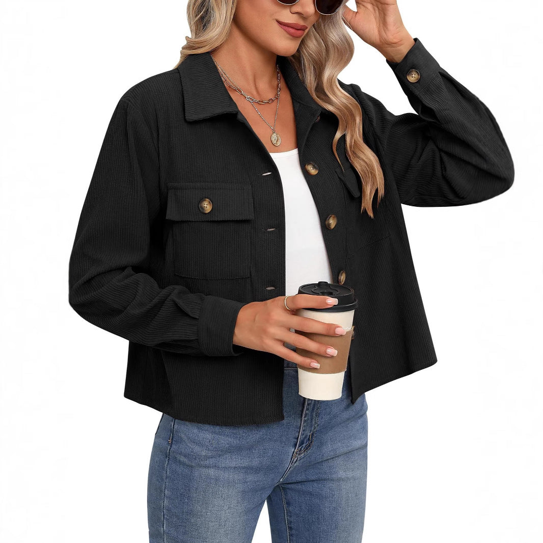 Damen Cordjacke mit zwei Brusttaschen R&B