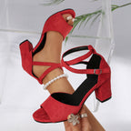Damen Absatzsandalen mit modischem Kreuzriemen-Design und bequemer Sohle R&B