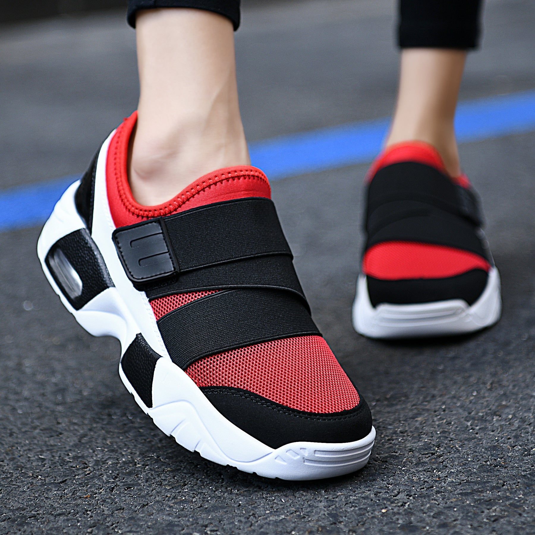 Damen Komfortable Sneakers mit elastischem Klettverschluss und atmungsaktiver Mesh-Oberfläche
