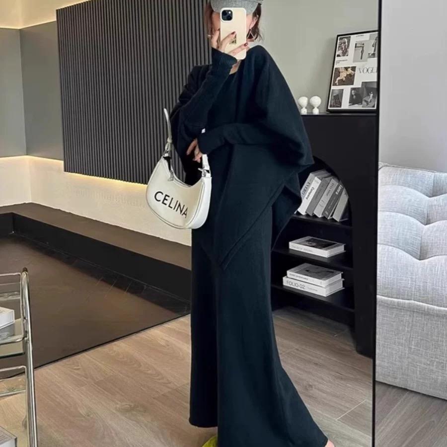 Damen Elegantes Strickkleid mit weitem Schnitt und Puffärmeln R&B