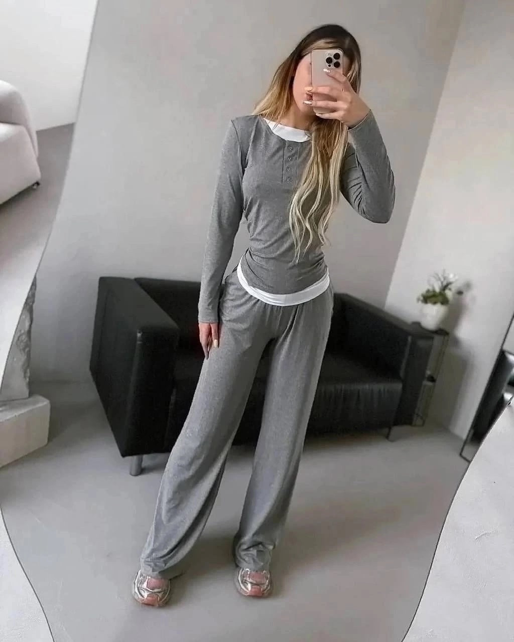 Damen gemütliches Freizeit-Set mit sportlichem Design R&B