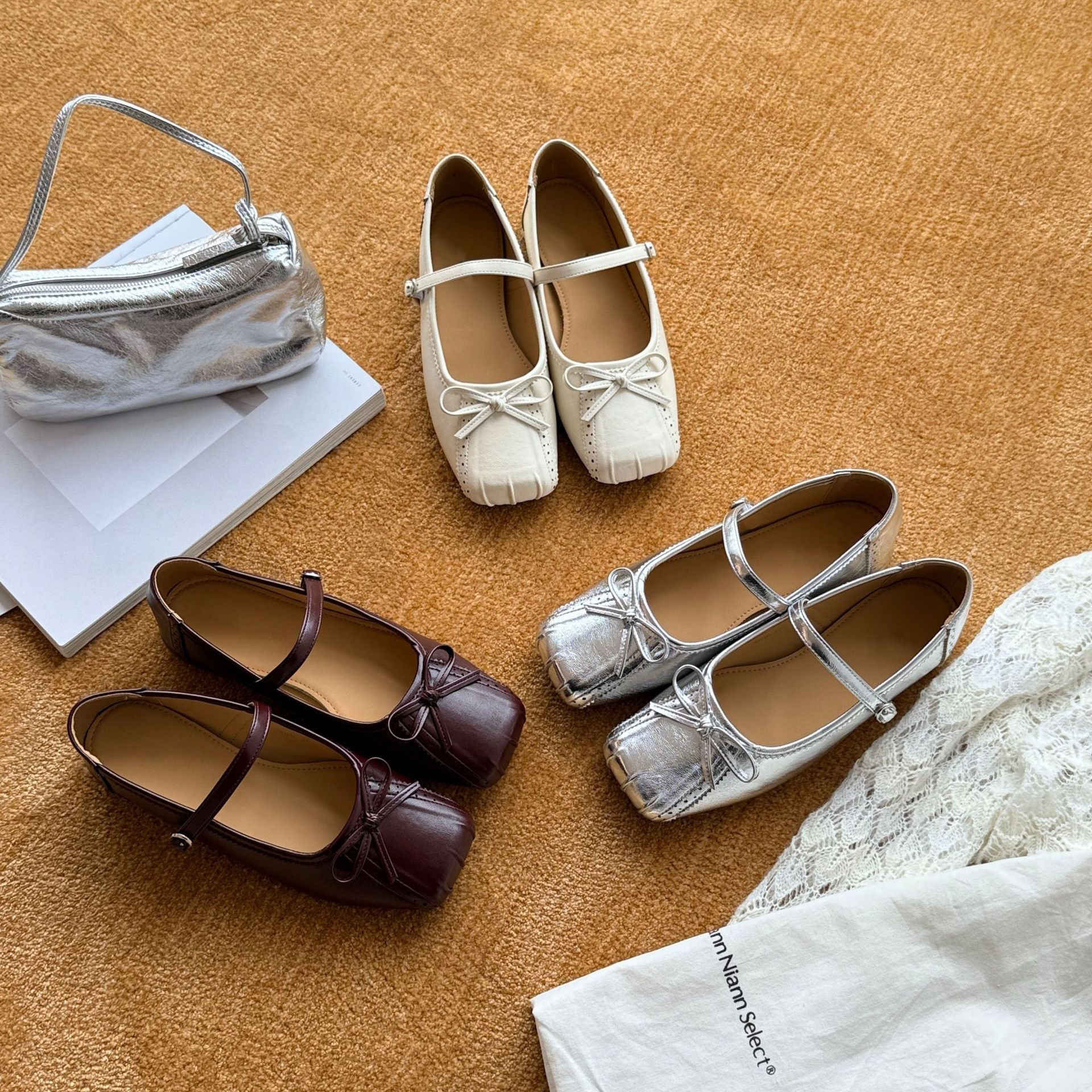 Damen Ballerinas mit modischem Riemchen und dekorativem Schleifen-Detail R&B