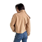 Damen Modische Kurzjacke mit doppelter Knopfleiste und lässigem Schnitt R&B