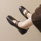 Damen Ballerinas mit eleganten doppelten Riemen und praktischen Schnallen