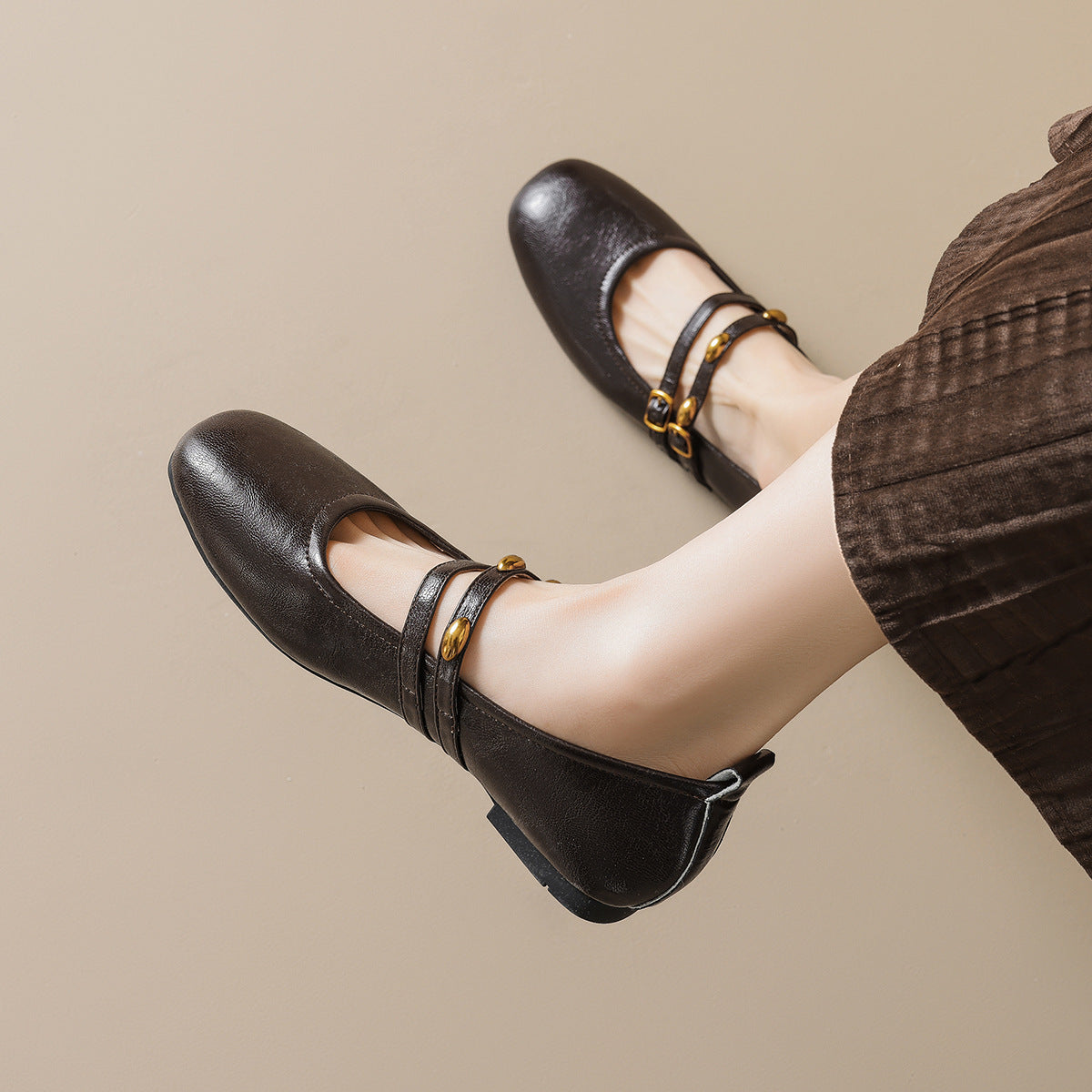 Damen Ballerinas mit eleganten doppelten Riemen und praktischen Schnallen