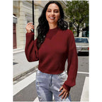 Damen Modischer Strickpullover mit weitem Ausschnitt R&B