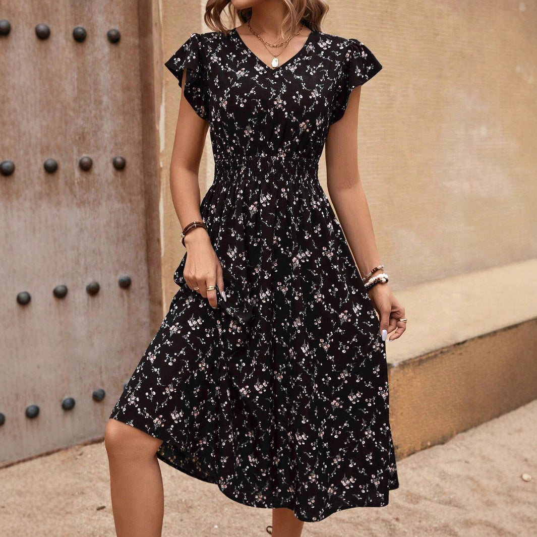 Damen Midikleid mit floralem Muster und Raffungen R&B