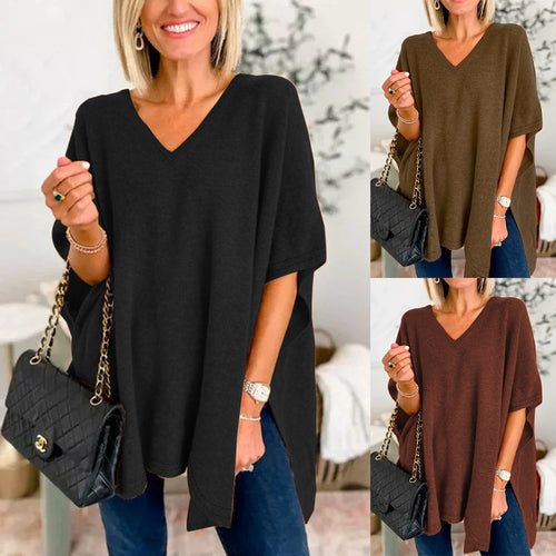 Damen V-Ausschnitt Oversized-Tunika R&B