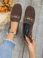 Damen Mokassins mit schicke Goldakzent und weichem Veloursleder R&B
