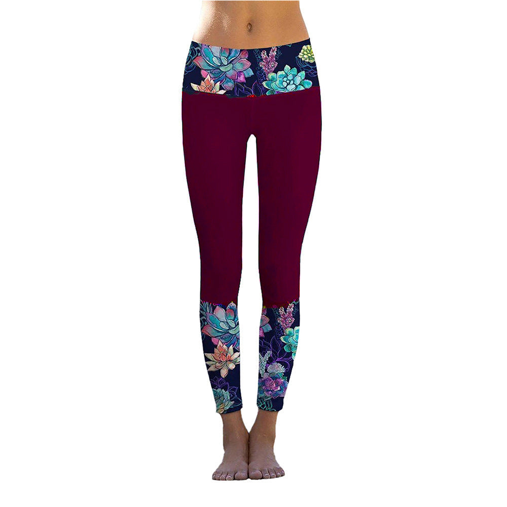 Damen Sportliche Leggings mit stylishem Marmormuster und hohem Bund R&B