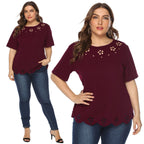Damen elegantes Oberteil mit dekorativen Blumenstickereien R&B