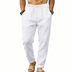 Herren nan luftige Leinen-Relaxhose mit elastischem Komfortbund und geradem Bein R&B