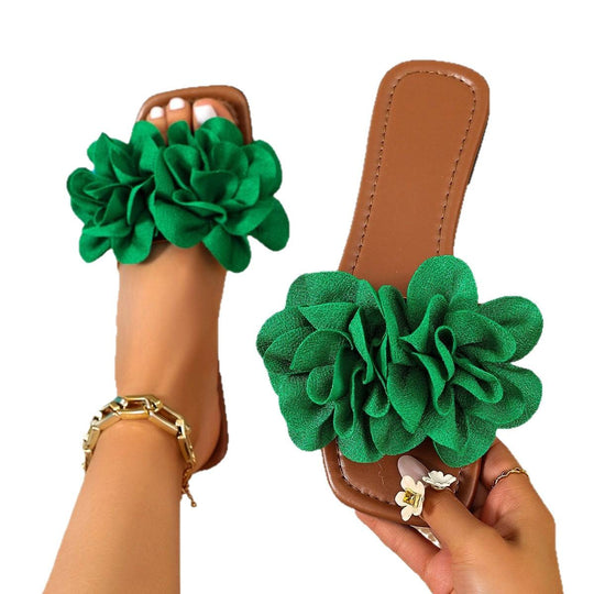 Damen modische Pantoletten mit floralen Applikationen R&B
