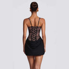 Damen Korsett-Kleid mit luxuriösen Spitzenakzenten und drapiertem Rock R&B