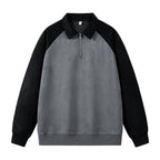 Damen stylischer Sweat-Pullover mit Kragen und halbseitigem Reißverschluss