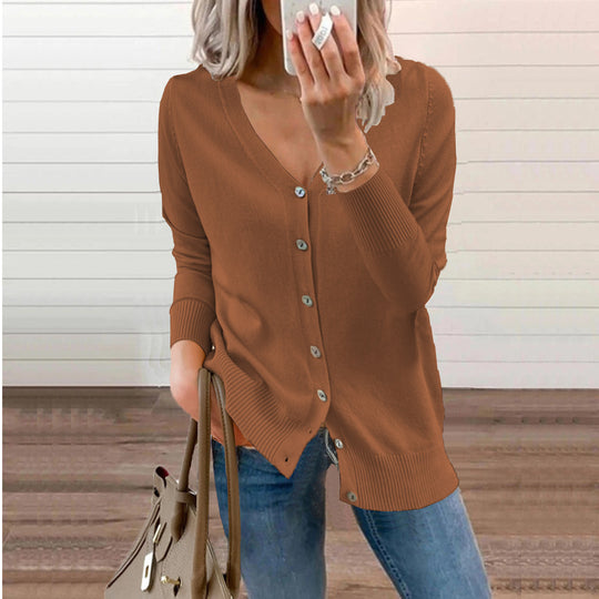 Damen V-Ausschnitt Strickjacke mit Knopfdetails R&B
