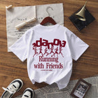 Damen Oversized T-Shirt mit kreativem Schriftzug und lässigem Schnitt R&B
