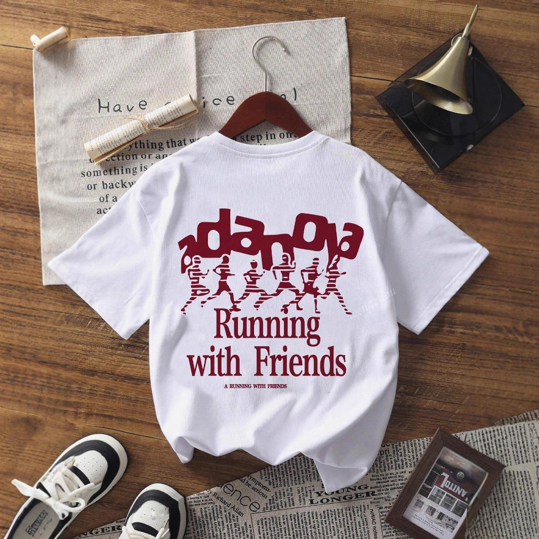 Damen Oversized T-Shirt mit kreativem Schriftzug und lässigem Schnitt R&B
