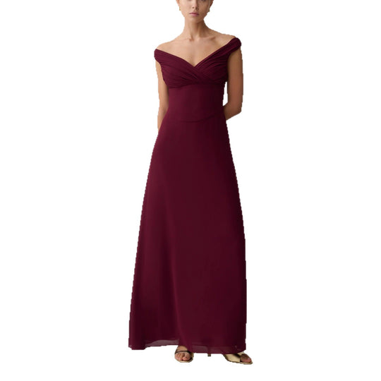Damen Glamouröses Maxikleid mit schulterfreiem Design und eleganter Drapierung R&B