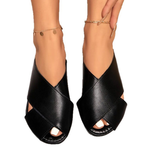 Damen Offene Pantoletten mit elegantem Überkreuz-Design R&B