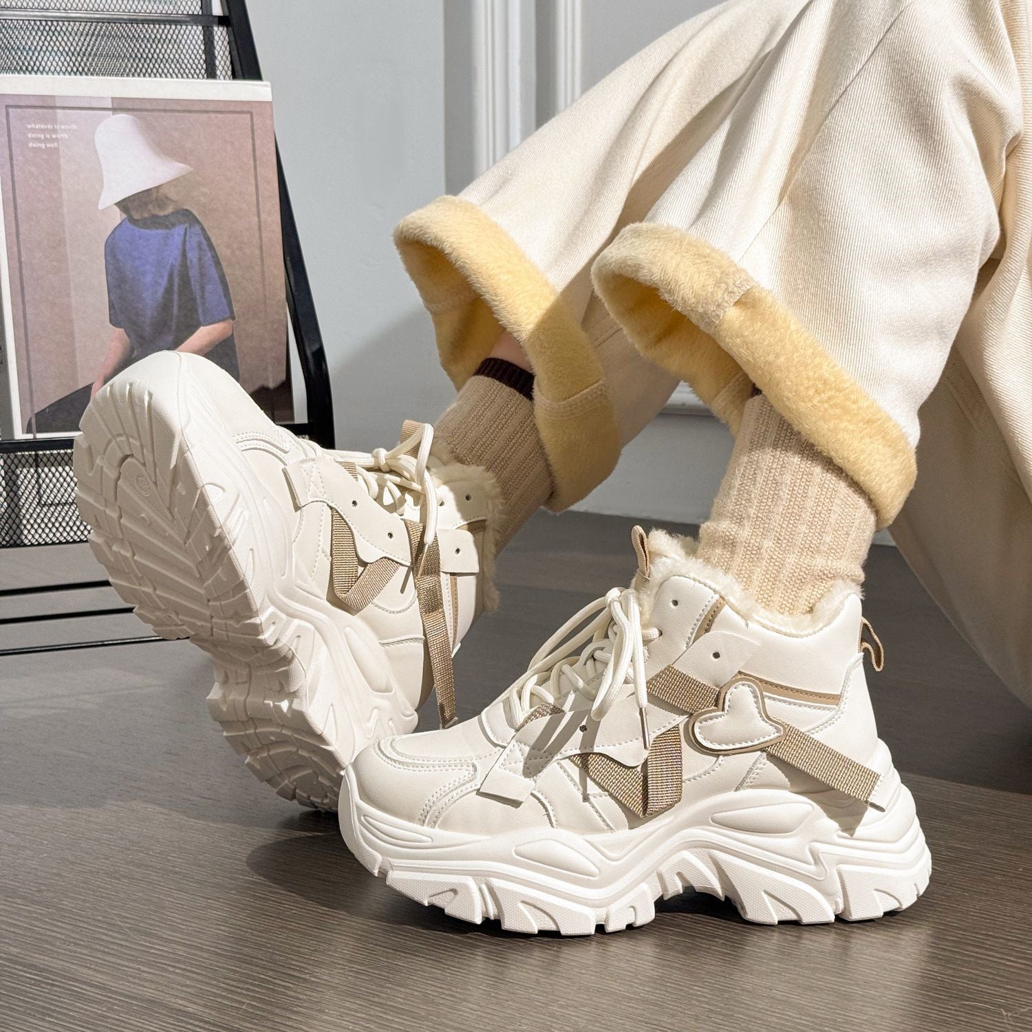 Damen Gefütterte Fitness-Sneaker mit rutschfester Sohle und modernem Design R&B