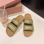 Damen Komfortable und stilvolle Clogs mit doppeltem Riemen und Verstellbarem Schnallenverschluss EB