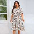 Damen Midi-Kleid mit elegantem V-Ausschnitt und floralem Design R&B