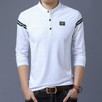Herren Langarm-Henley-Shirt mit stylischen Kontraststreifen
