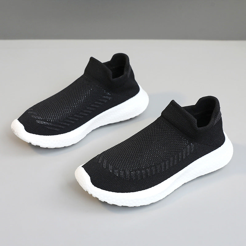 Damen atmungsaktive Slip-On Sneakers mit flexiblem Strick-Obermaterial R&B