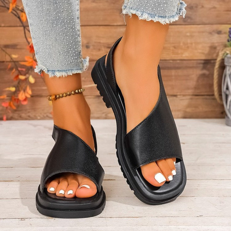 Damen bequeme Riemchen-Sandalen mit buntem Muster R&B