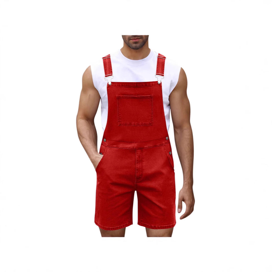 Herren Lässige Denim-Latzhose R&B