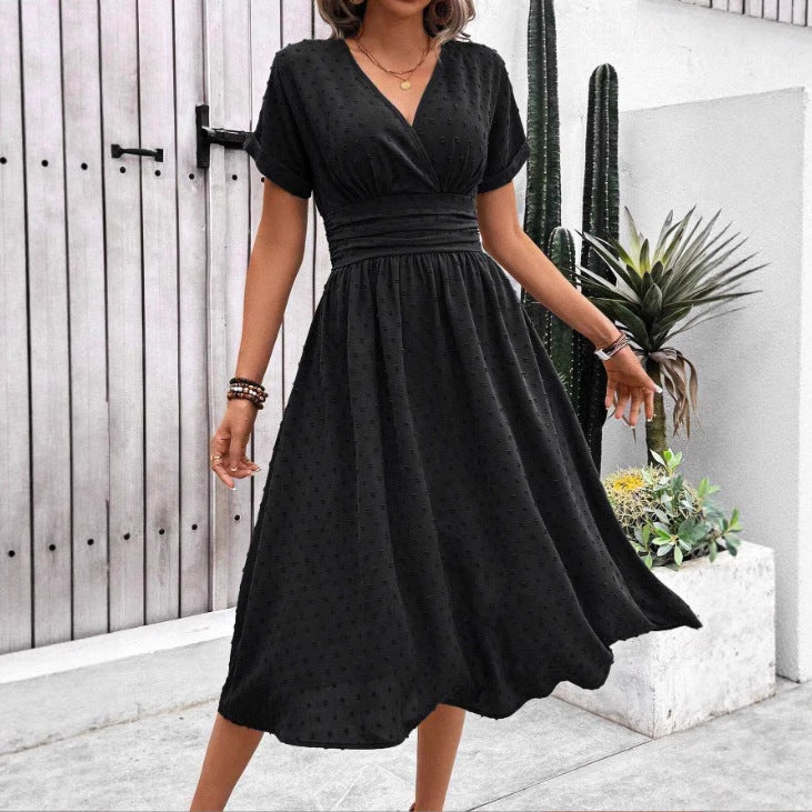 Damen Midikleid mit V-Ausschnitt und Taillenakzent R&B