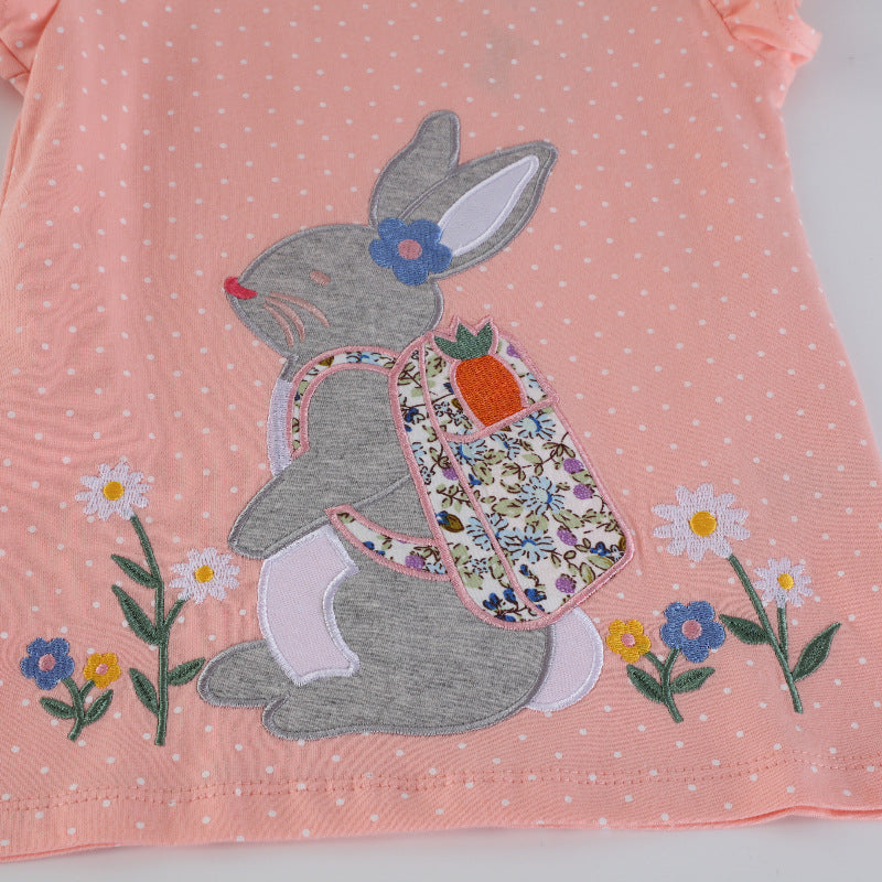 Mädchen T-Shirt mit niedlicher Hasenapplikation R&B