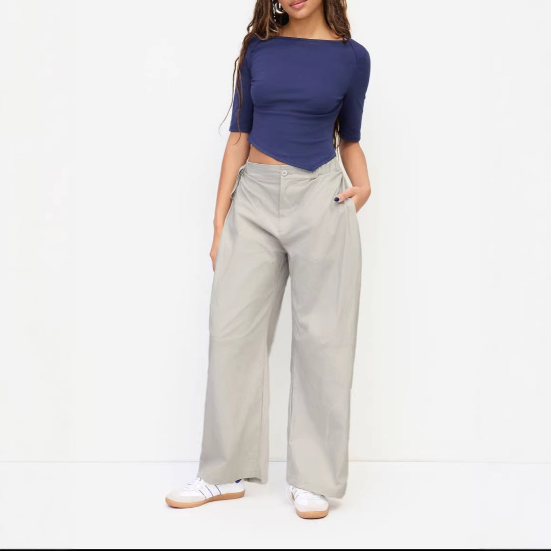 Damen lässige Culotte-Hose mit elastischem Bund und praktischen Seitentaschen R&B