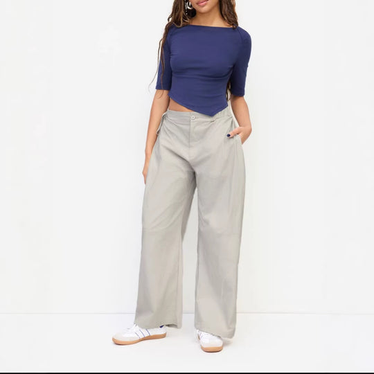 Damen lässige Culotte-Hose mit elastischem Bund und praktischen Seitentaschen R&B