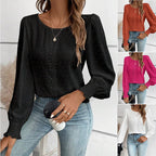 Damen luftige Bluse mit feinem Stickmuster R&B