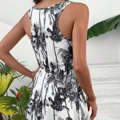 Damen Sommerliches Freizeitkleid mit modernem Palmenmuster R&B