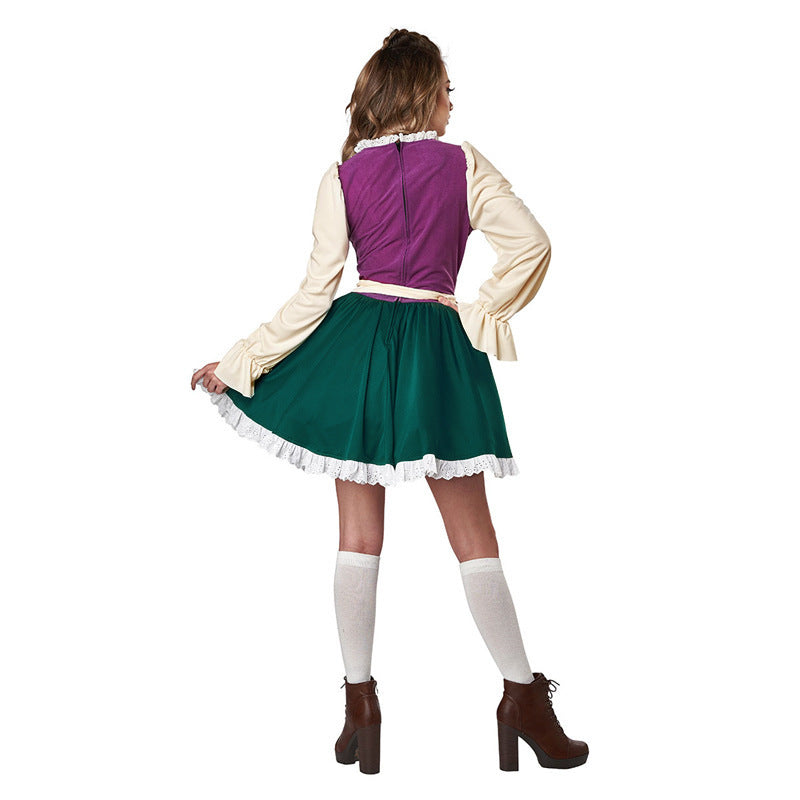 Damen nan traditionelles Dirndlkleid mit Schürze, geschnürter Corsage und Volantärmel R&B
