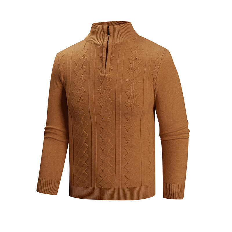 Herren modischer Strickpullover mit hohem Kragen und strukturiertem Design