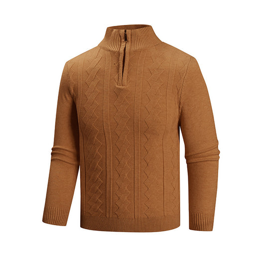 Herren modischer Strickpullover mit hohem Kragen und strukturiertem Design R&B