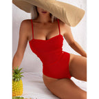 Damen Einteiler Badeanzug mit elegantem Rippendesign und figurschmeichelnder Silhouette R&B