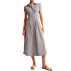 Damen Maxikleid mit Schulterklappen und klassischem Knopfverschluss