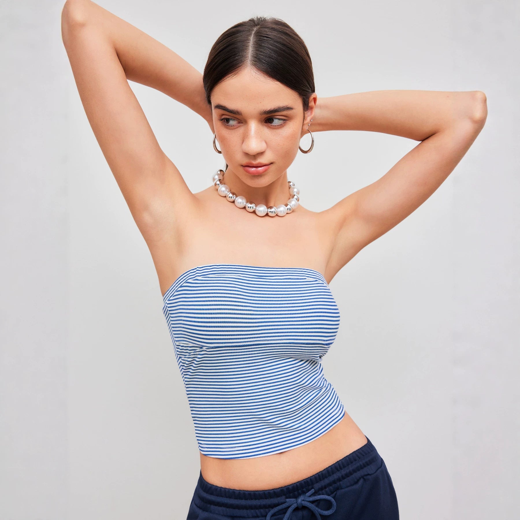 Damen Bandeau-Top mit feinen Streifen R&B